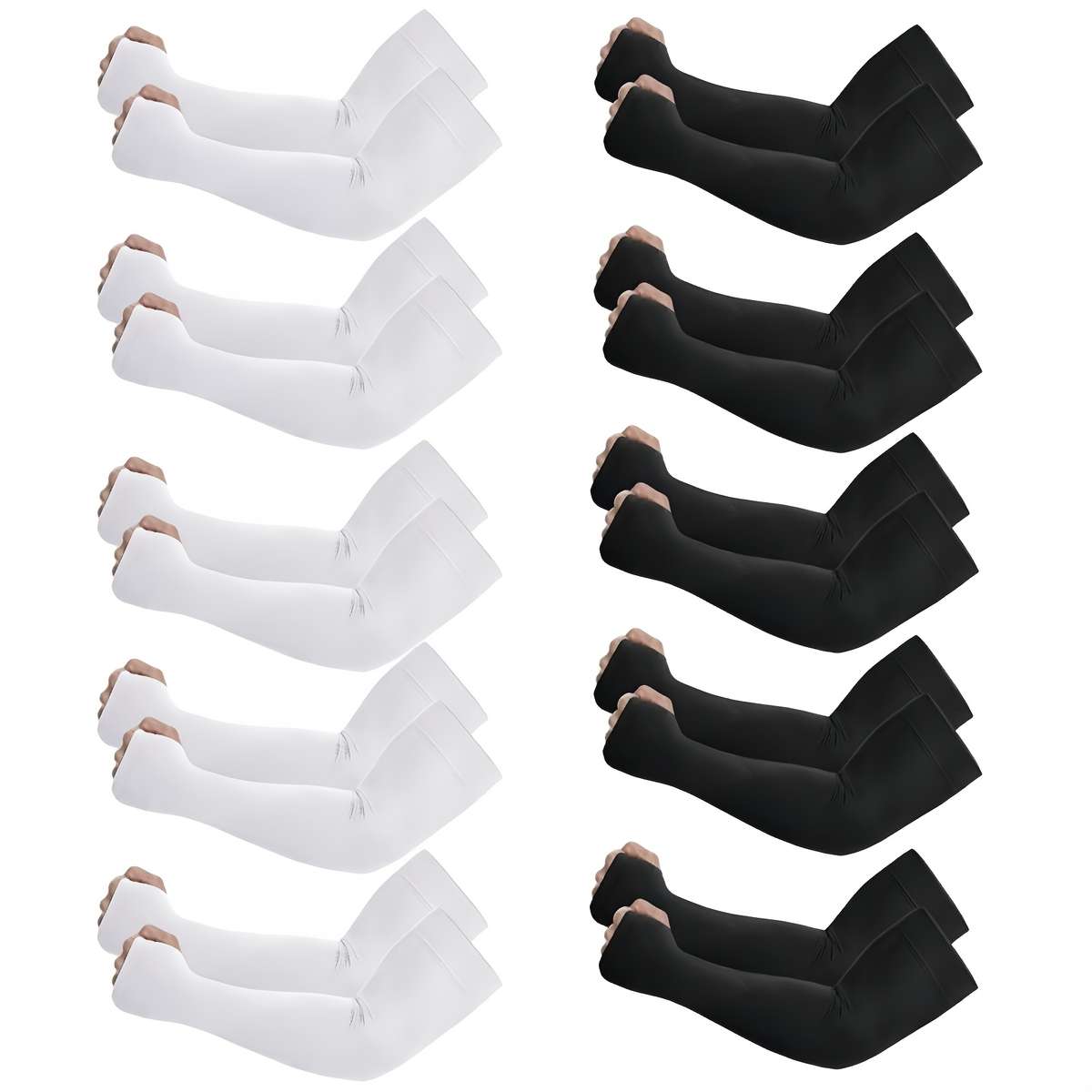 Sunscreen Sleeves Color 10 Pairs 5 Black 5 White