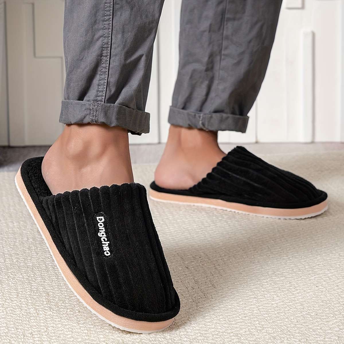 Cotton Slippers Color Black Sizeuk 7.5-8