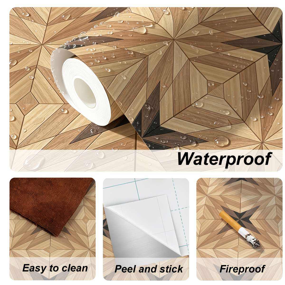 Self Adhesive Floor Stickers 40*120Cm Wood Grain