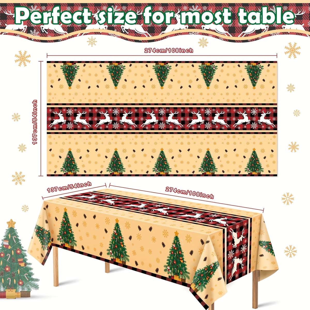 Christmas Tablecloth Color Light Brown 1 Quantity 2Pcs