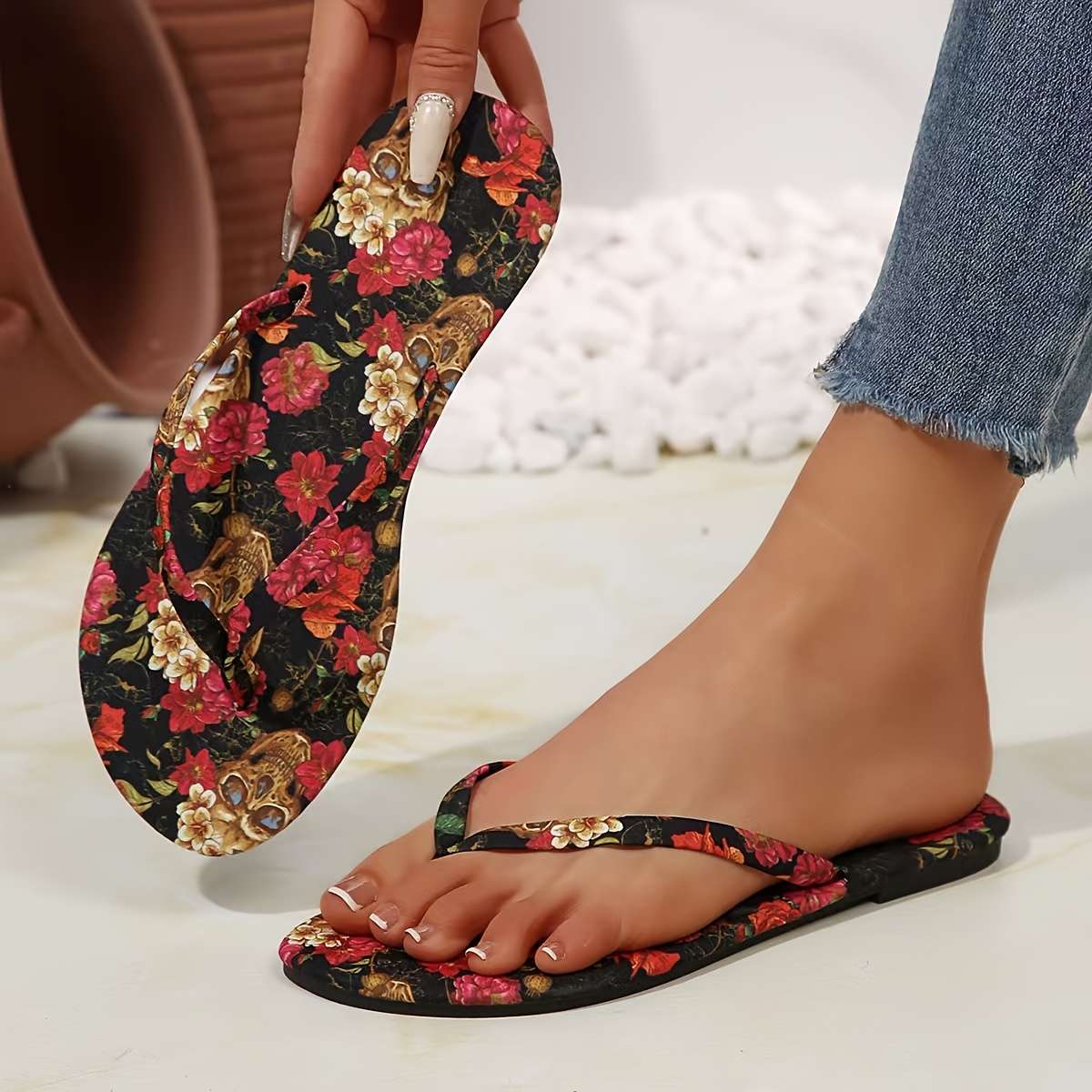 Ladies Summer Flip Flops Multicolor Uk 7