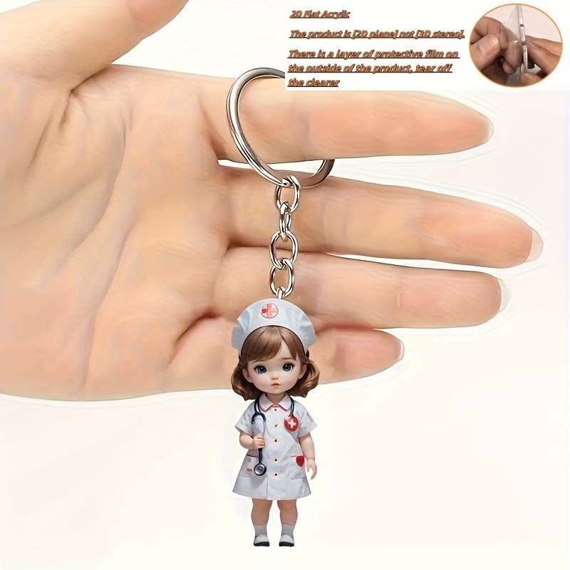 Keychain Ornament Style New Acrylic Female Nurse Keychain