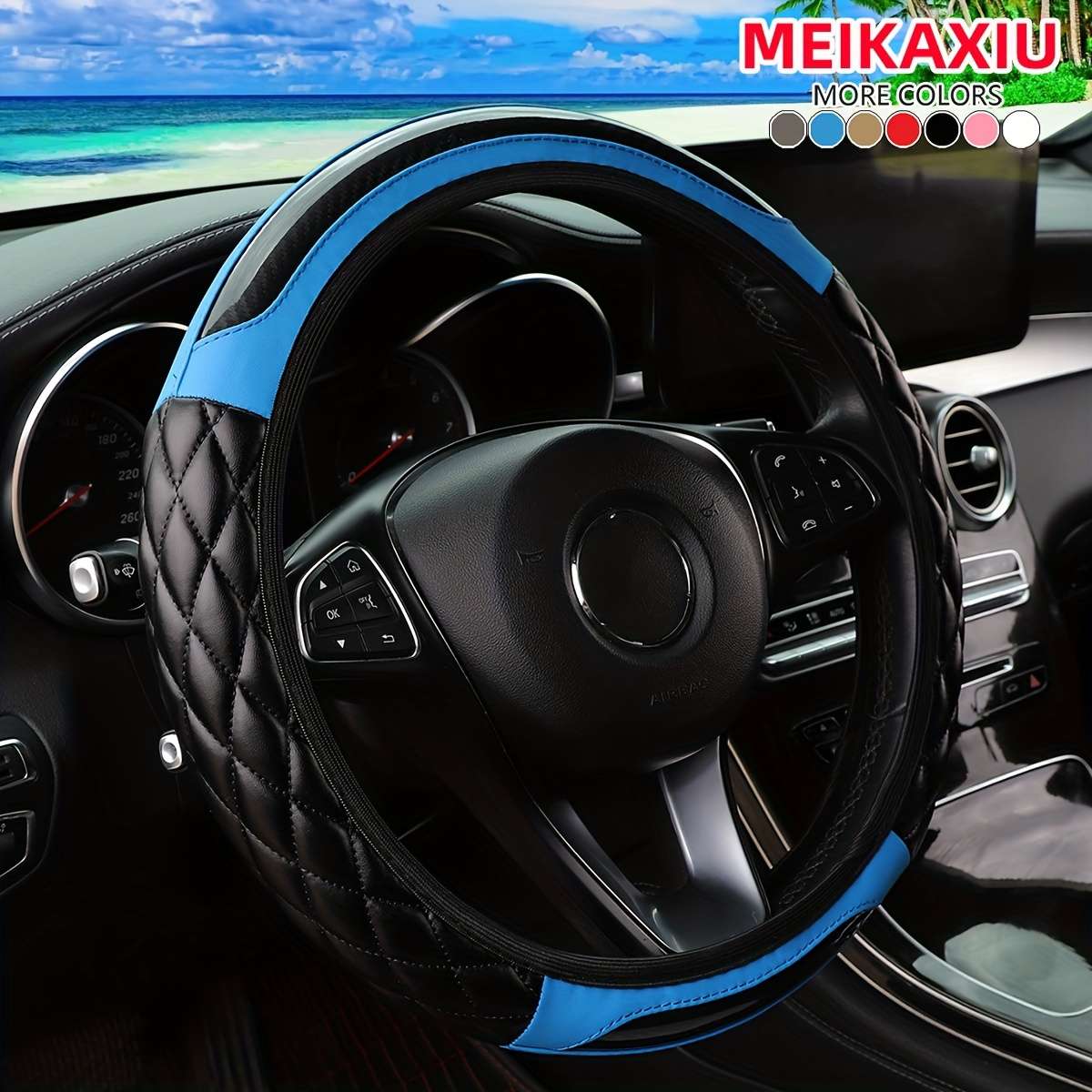 Car Steering Wheel Cover Beige