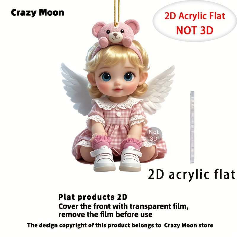 Car Interior Decor Color Pink Bear Headband Pink Plaid Skirt Angel