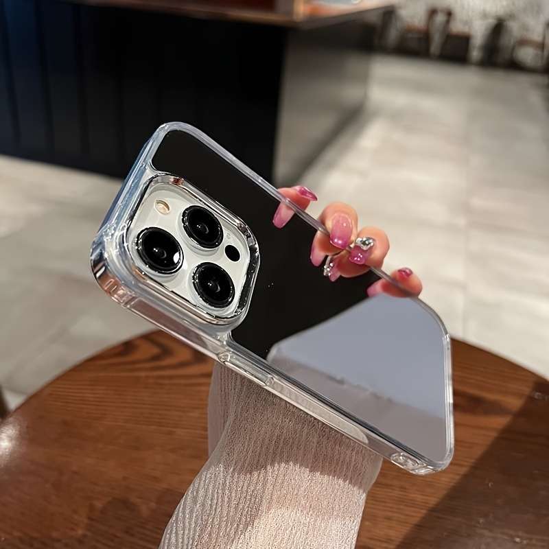 1Pc Silvery For iPhone 16 Makeup Mirror Phone Case