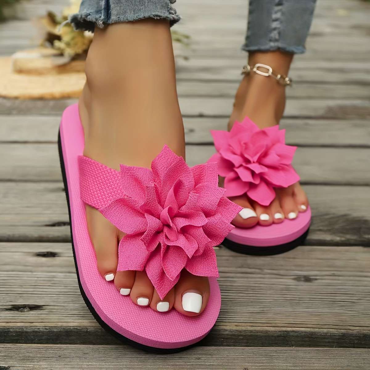 Ladies Summer Flip Flops Green Uk 6.5