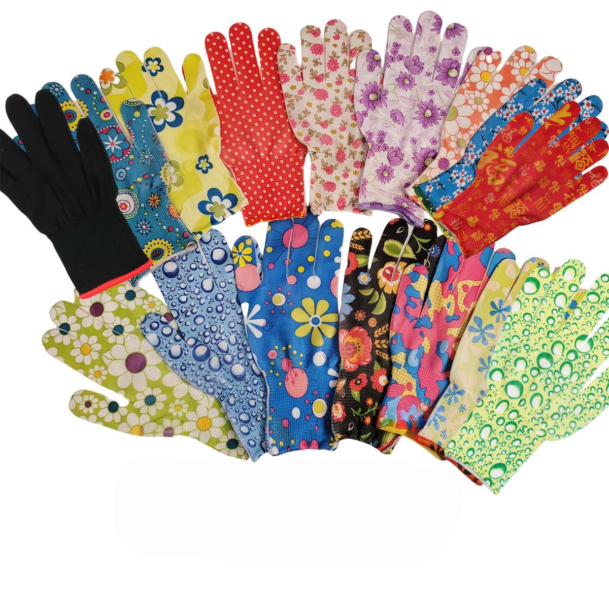 5 Pairs Flower Leopard Texture Size L Household Cleaning Gloves