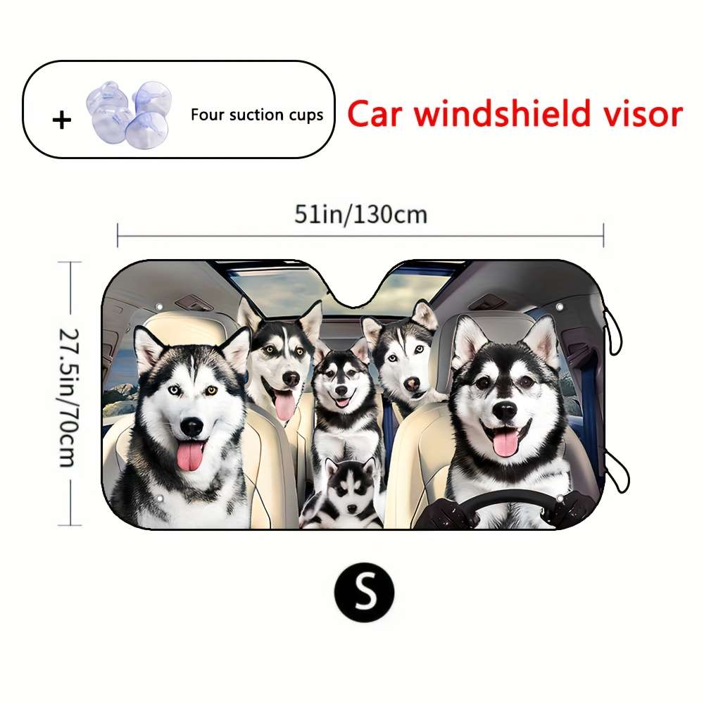 Car Sun Shades Size 130 X70Cm Style Many Huskies