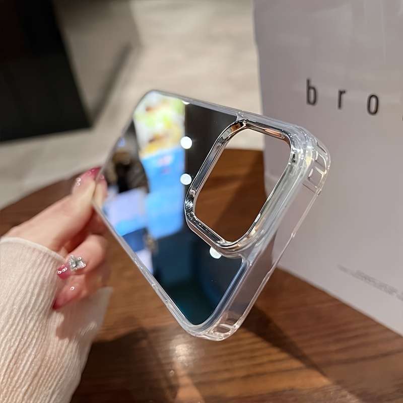 1Pc Silvery For iPhone 16 Makeup Mirror Phone Case