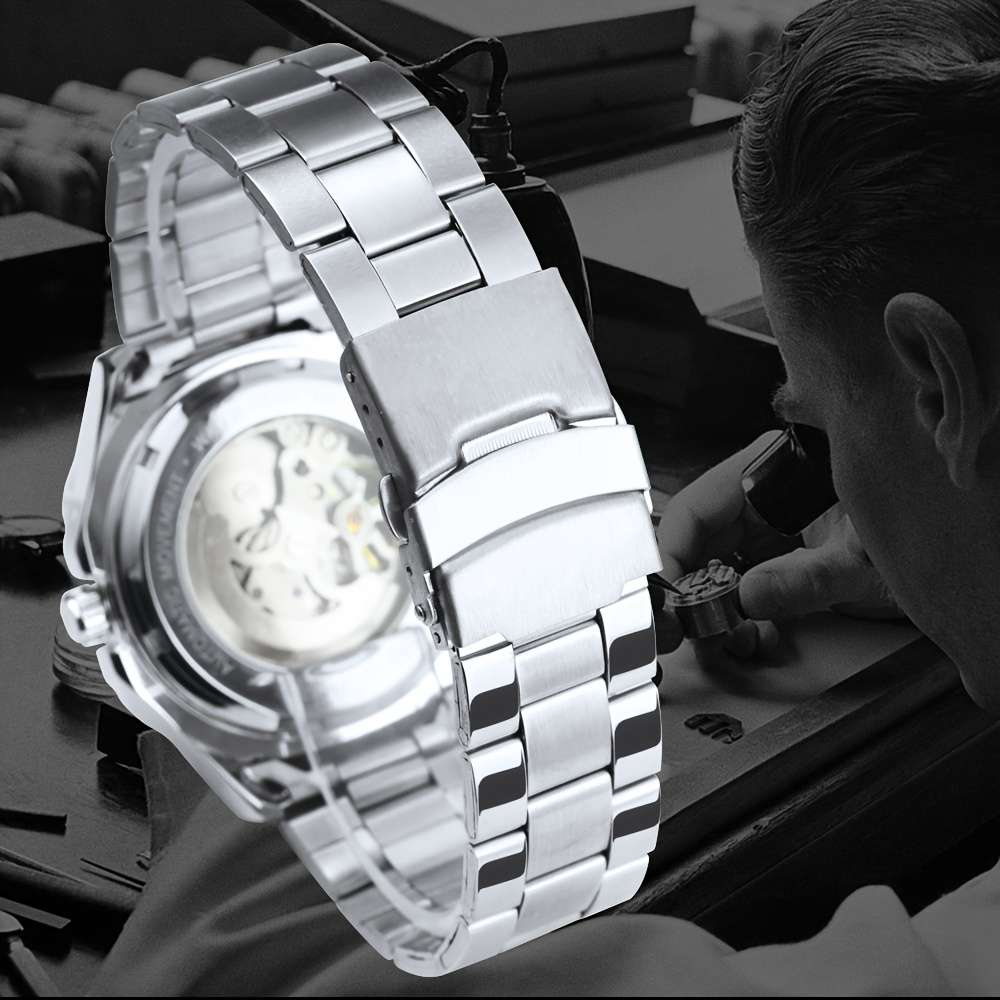 Men Fashion Square Skeleton Automatic Mechanical Watch For Men Luminous
