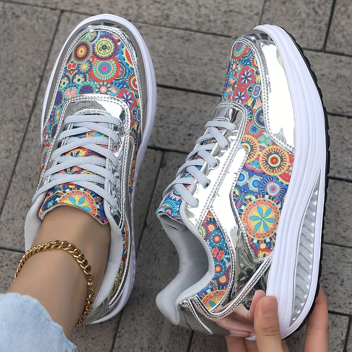 Sneakers Color Silvery Grey Sizeuk 9