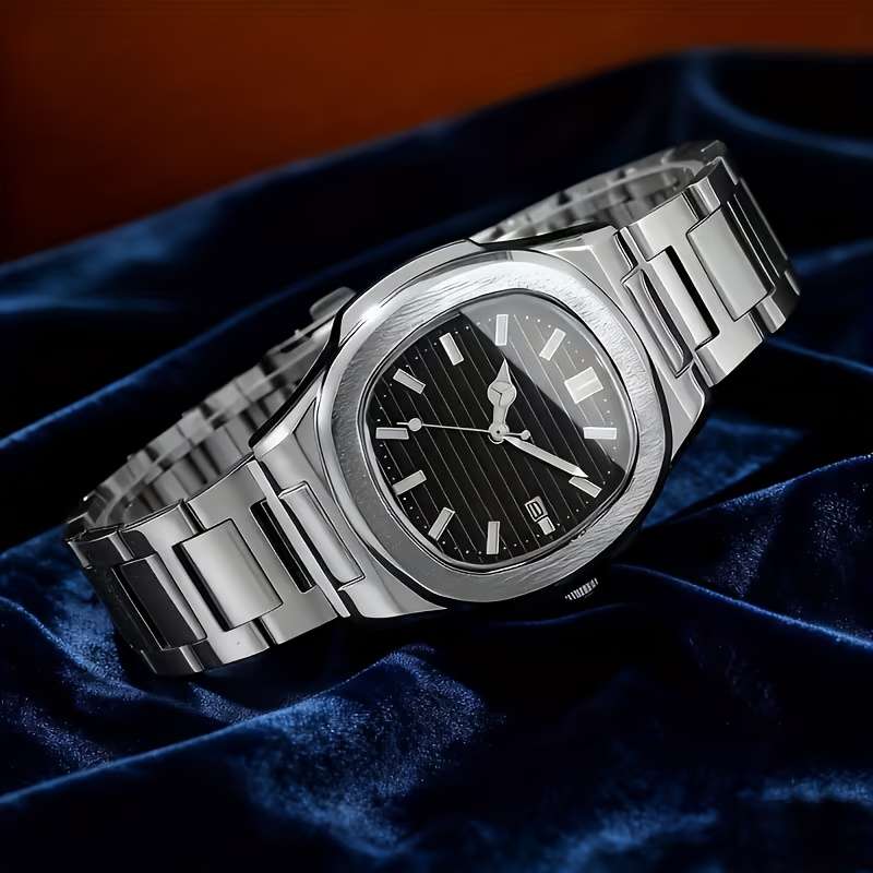 4Pcs Premium Fashion New Men Luxury Quartz Watch Square Dial With