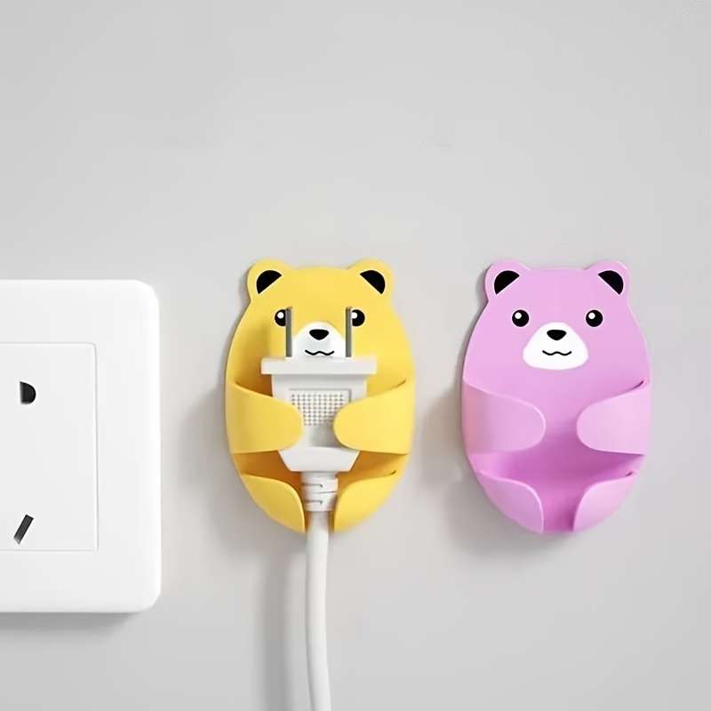 Bear Hook No Punching Storage Power Plug Hook Multi Purpose color 5pcs