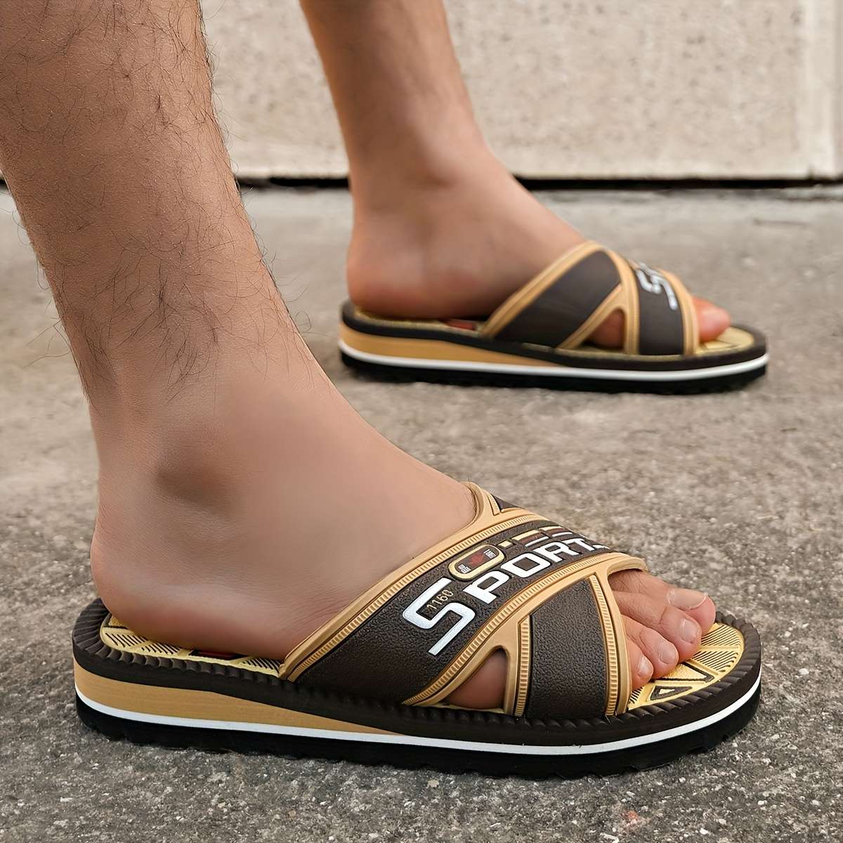 Men Slippers Summer Style Blue Size Uk 7