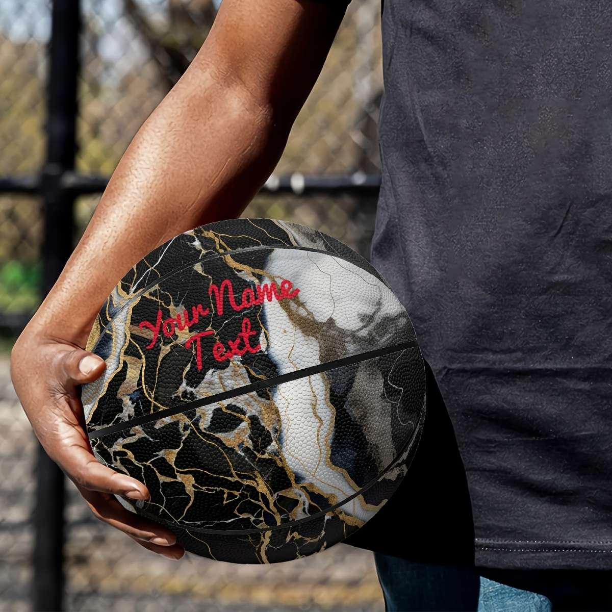Basketball Color Black And White Marble 2 Size7