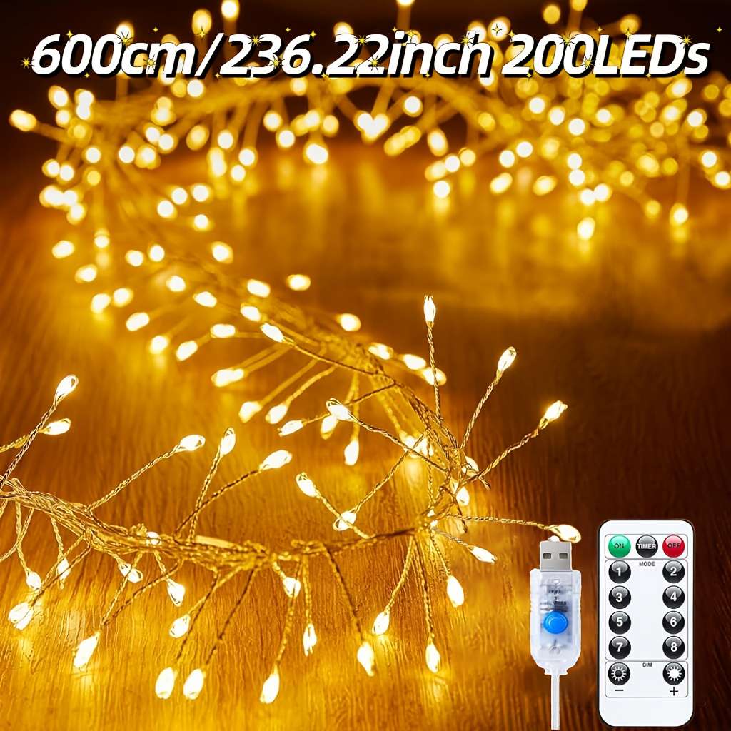 String Lights Color Warm Light Usb  Size6.0 Meter 200 Leds