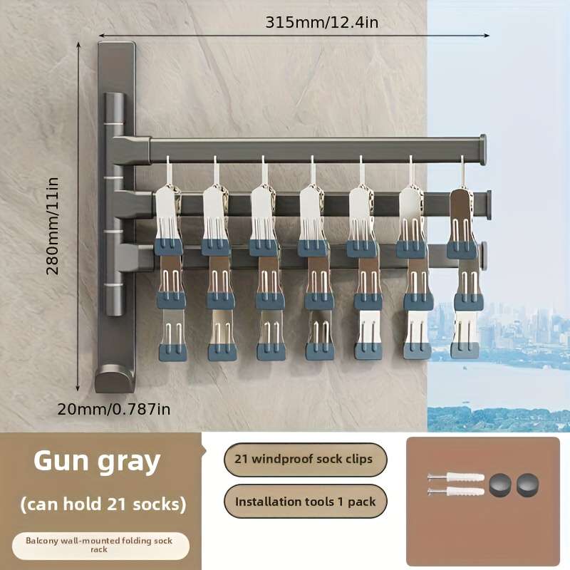 Clothes Rack Gun Ash Model 2 Rods