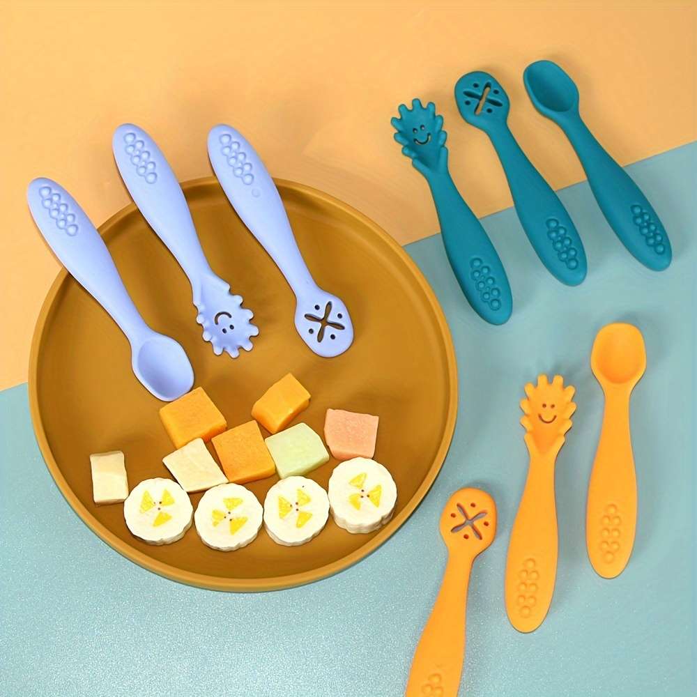 3pcs set Silicone Feeding Spoons for Youngsters Silicone Spoons for Easy Grasping Licking S