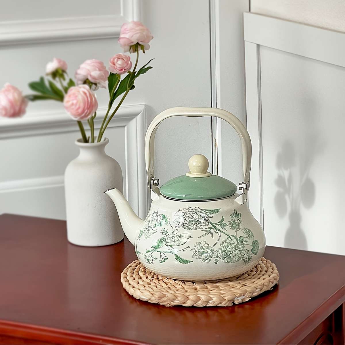 Kettle Color Green Bird Enamel Pot2.5L