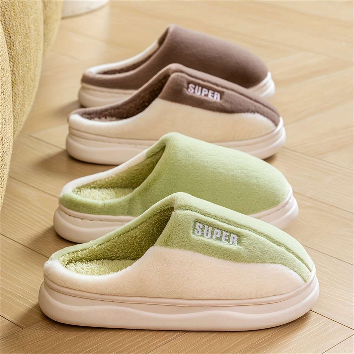 Cotton Slippers Color Bean Paste Sizeuk 6.5-7