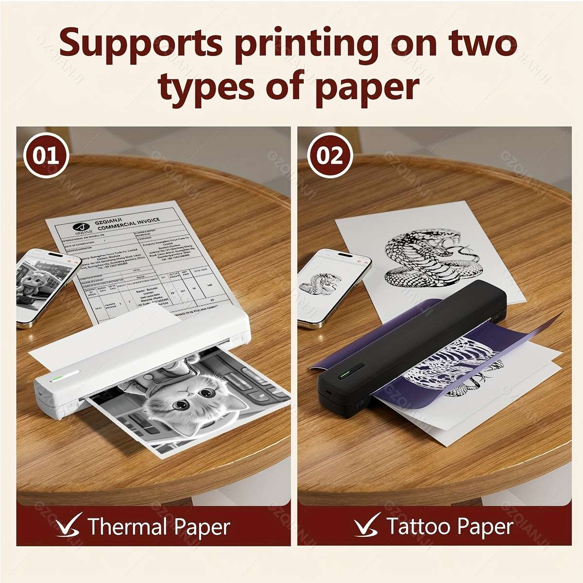 Printer Model Black 5Tattoo Paper