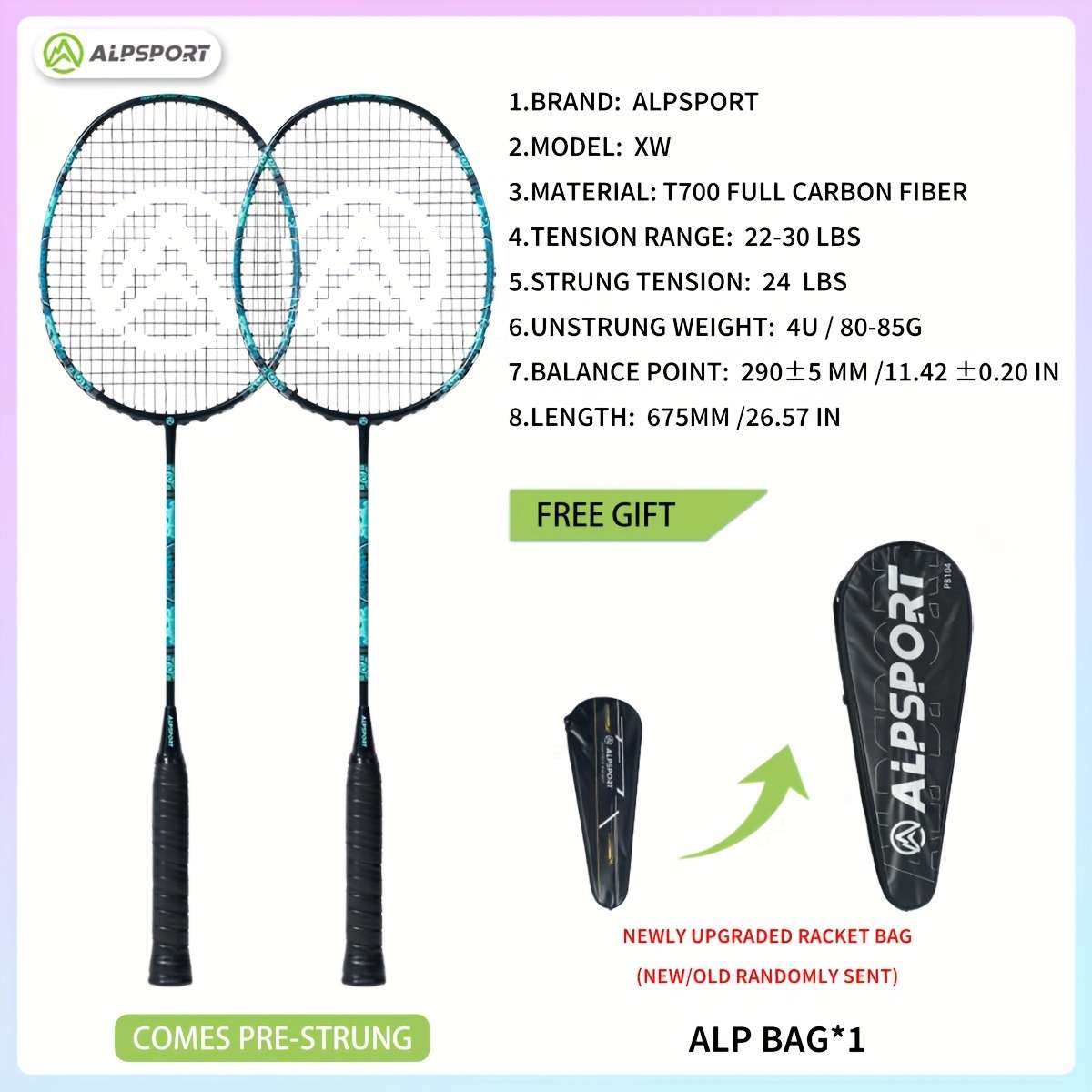 Badminton Racket Color 2Pcs Blackbag