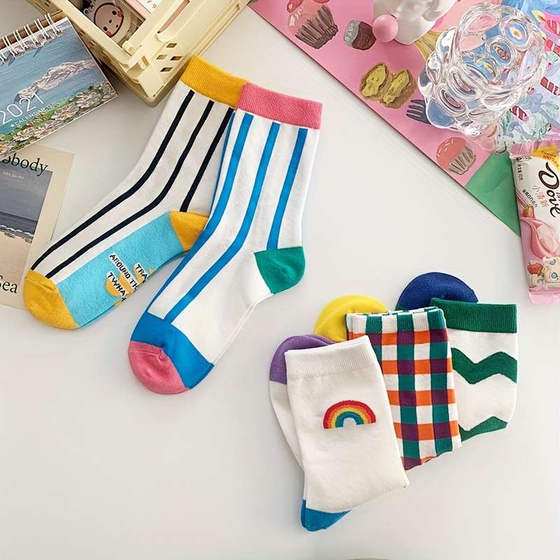 Women S Socks Color Mixed Color 5 Pairs Size Onesize