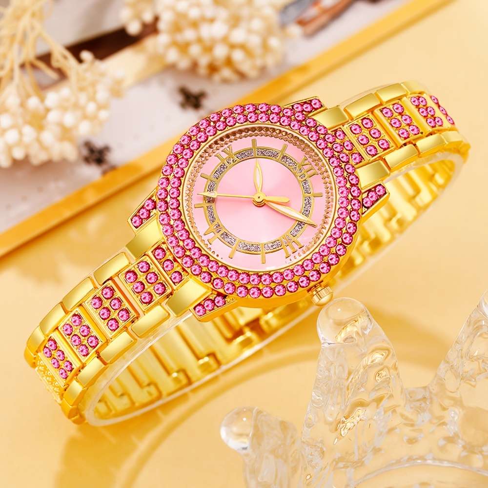5Pcs Women Quartz Watches Rose Golden Showcasing Glamour