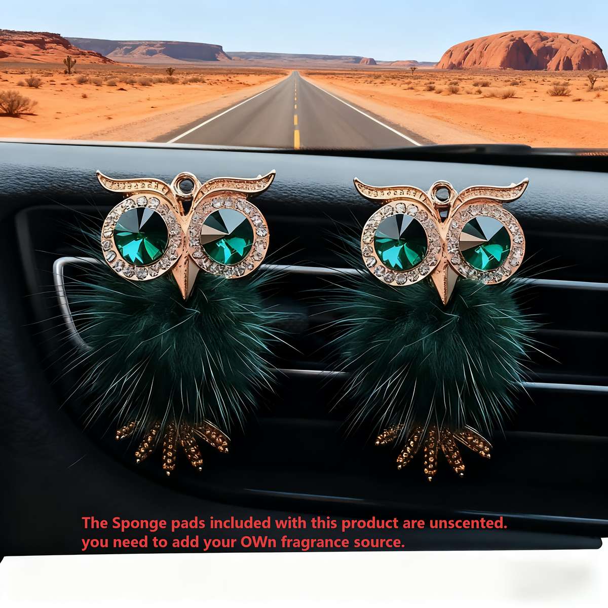 Car Interior Decor Color 2Pc Green Owl