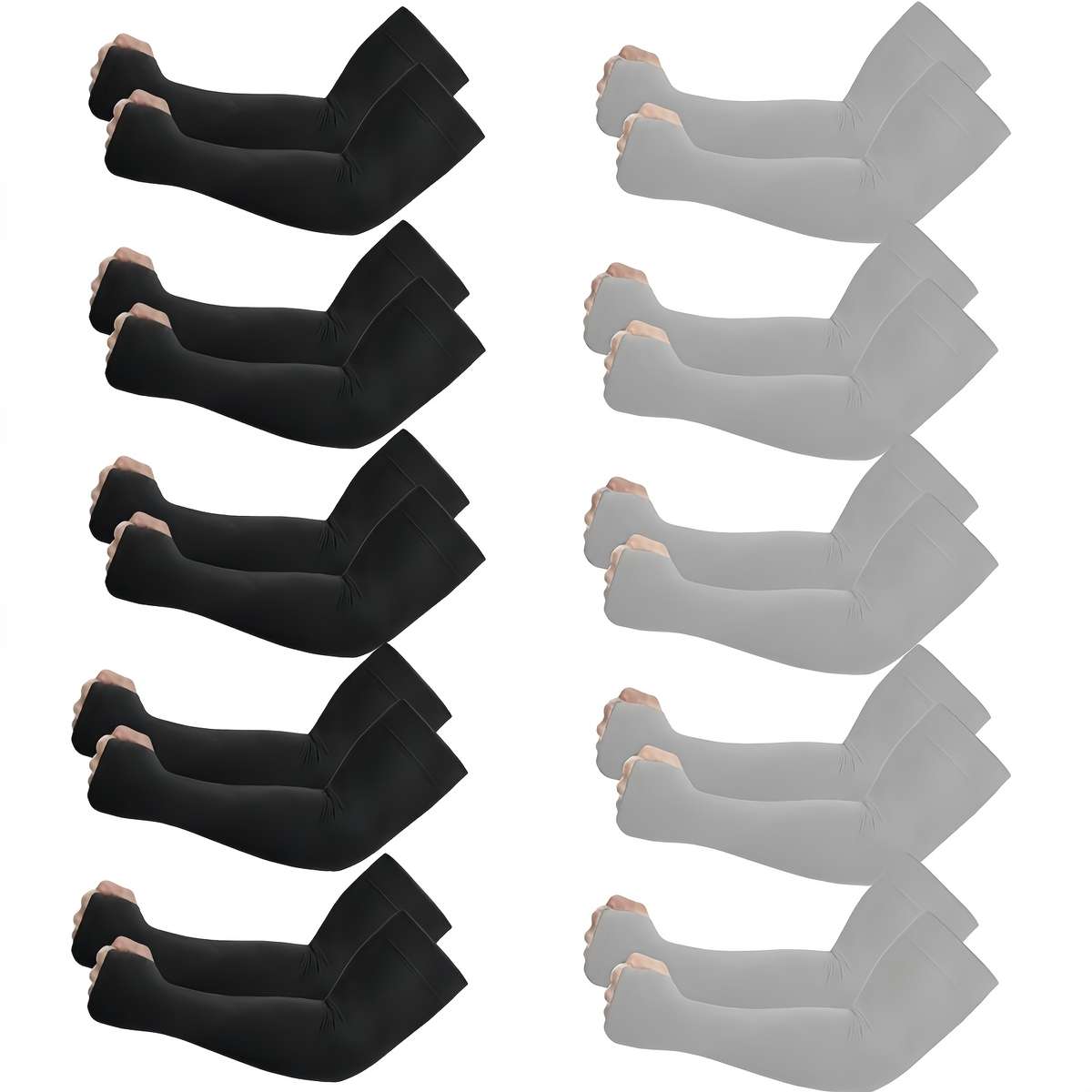 Sunscreen Sleeves Color 10 Pairs 5 Black 5 White