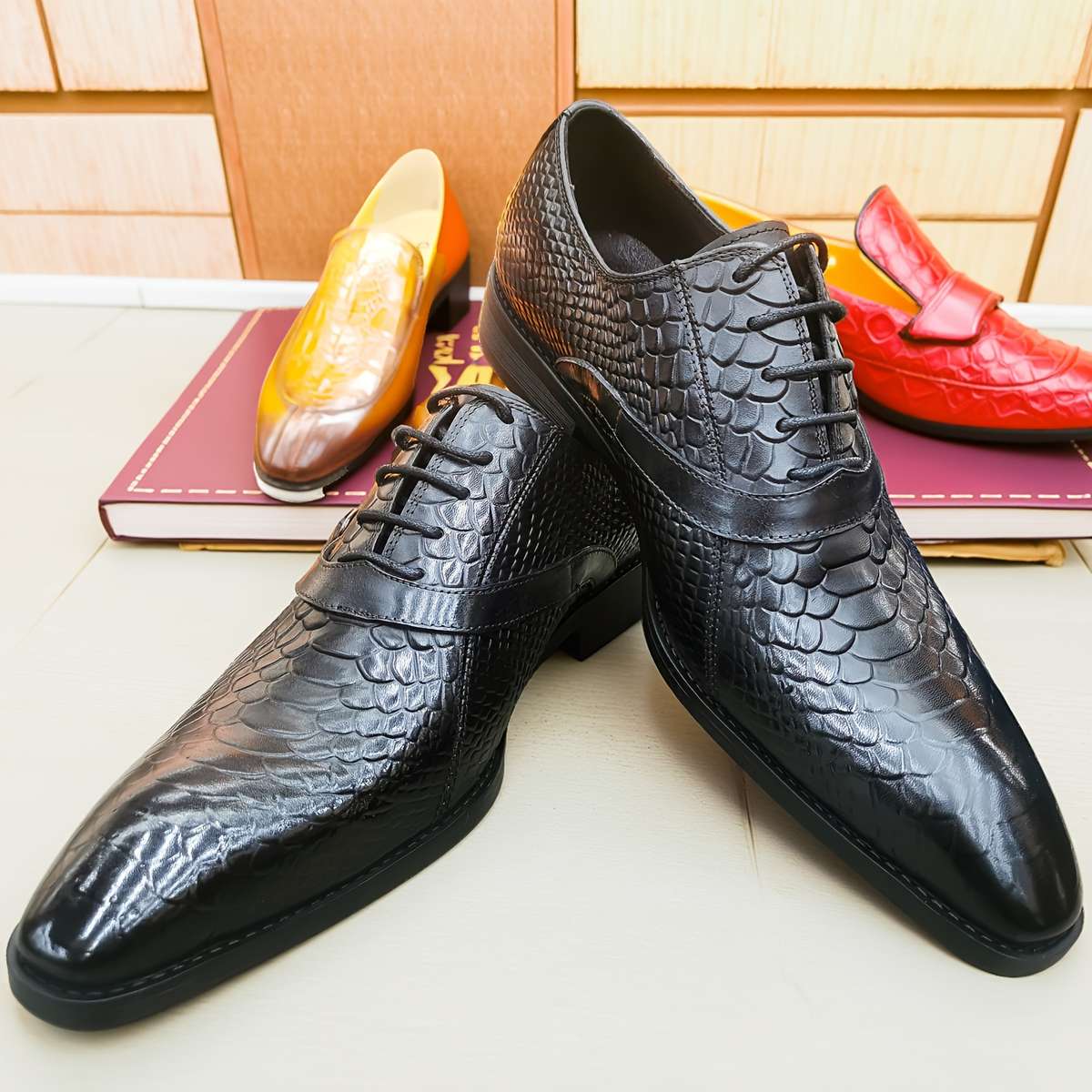 Mens Leather Shoes Color Black Sizeuk 7