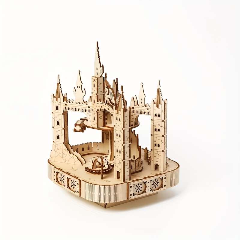 Diy 3D Wooden Puzzle Rotating Magic Castle