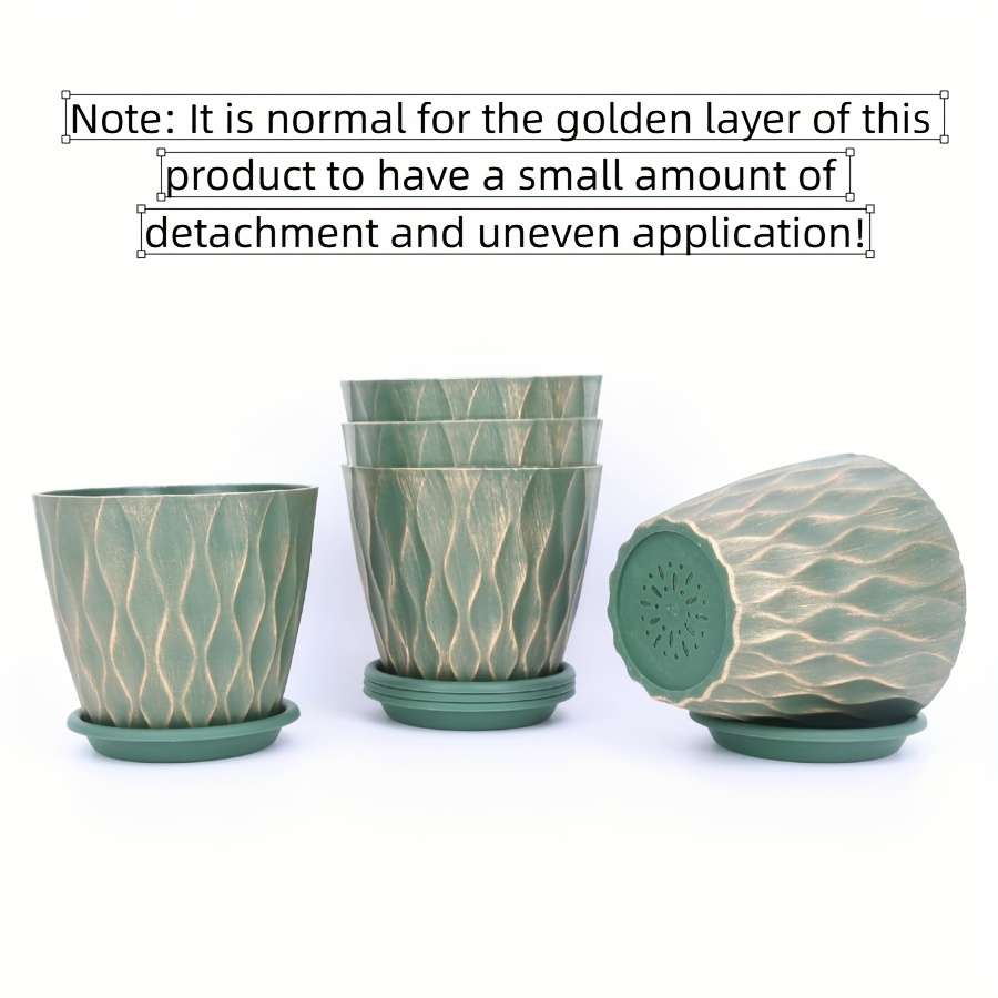 Flowerpot Quantity Green With Golden 6Pcs