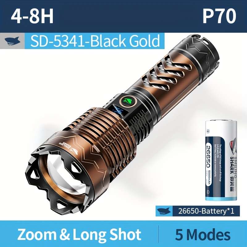 Ultra 1Pc Long Range Flashlight Smiling Shark Flashlight Emergency Reliable