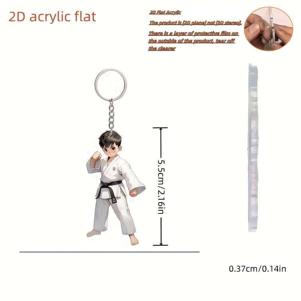 Keychain Ornament Style New Acrylic Cartoon Kung Fu Boy Keychain
