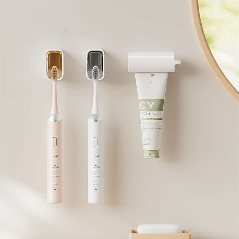 Bathroom Storage Rack Quantity 3Pcs2 Transparent Coffee Colors  1 Toothpaste Squeezer