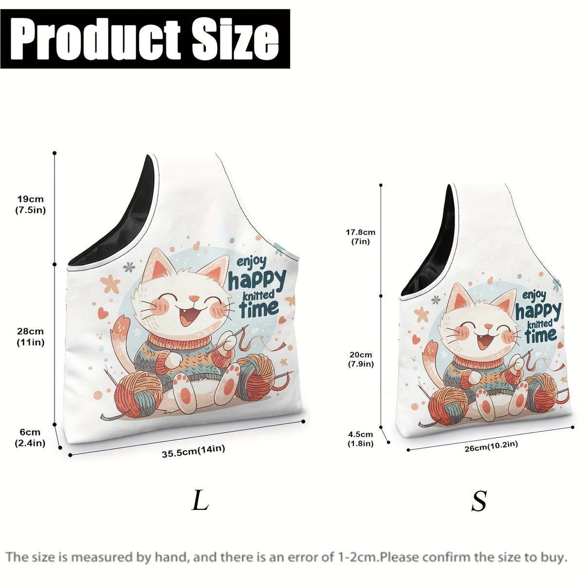 Cute Cat Crochet Yarn Storage Bag Blue
