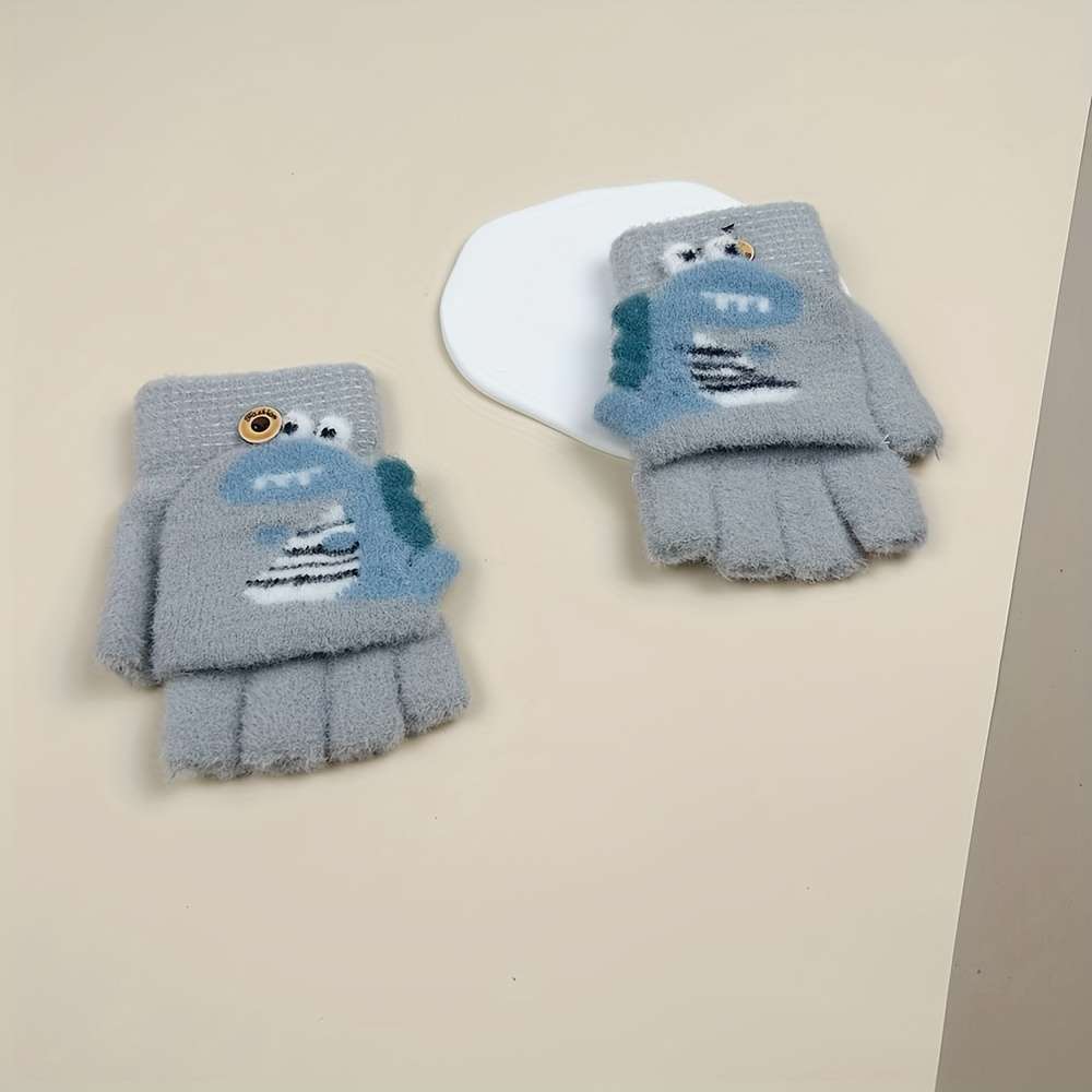 Deluxe Breathable Cozy Dinosaur Themed Gloves For Kids Featuring Both Full And