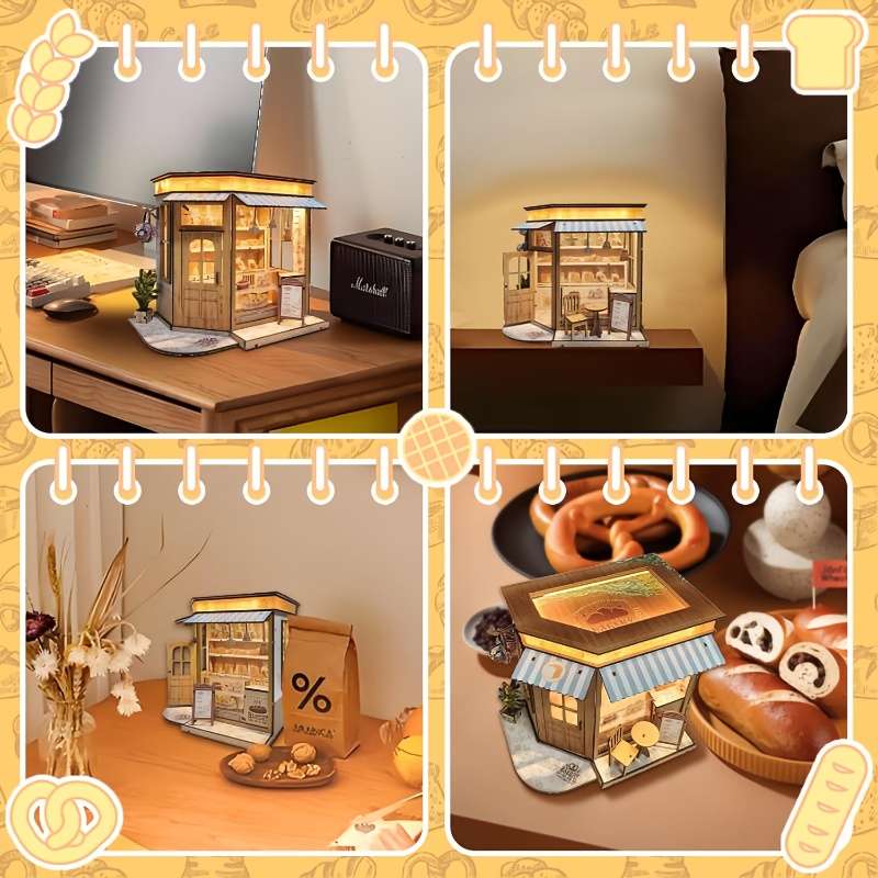 3D Building Model Puzzle Set Style Bread House