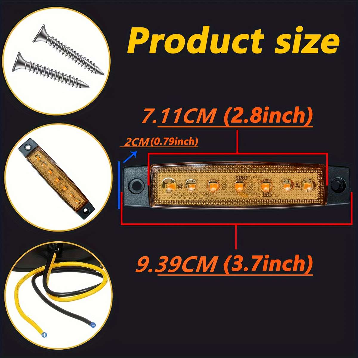 5pcs LED Marker Light Bars 12V for Trucks Buses Boats RV Durable Daytime Running