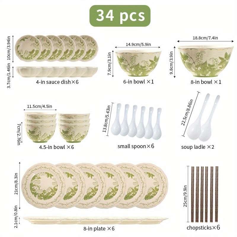 Bowl Quantity 6Person 34Piece Set