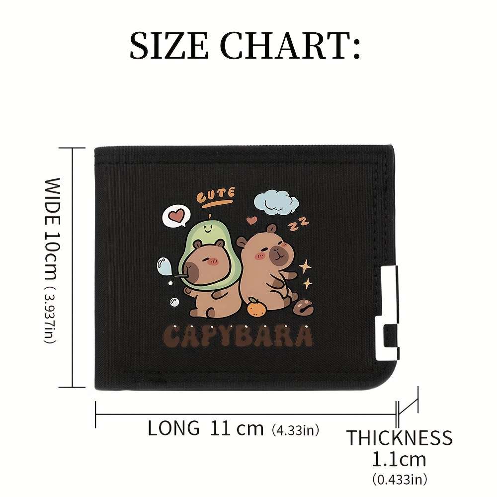 1pc DEABOLAR Cute Capybara Print Canvas Bifold Wallet for Men Lightweight Multi-Function Credi