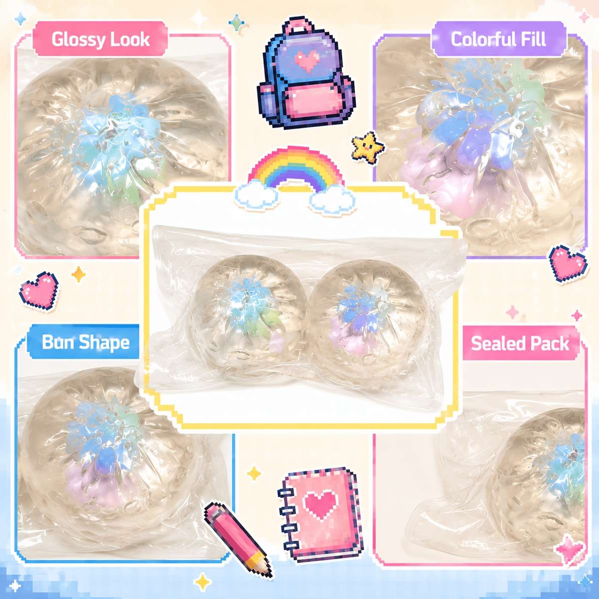 Squeezable Toys Style 2Pcs Candy Small Buns Items Random Style