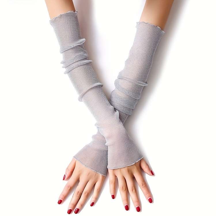 Women Solid Mesh Arm Sleeves