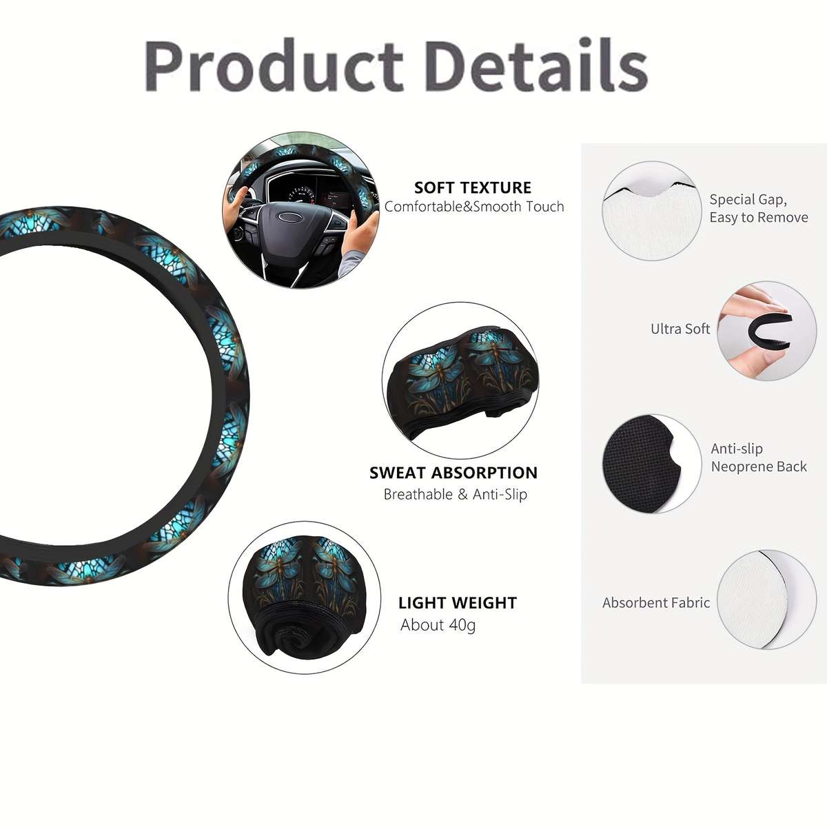 Car Steering Wheel Cover 3Pcs