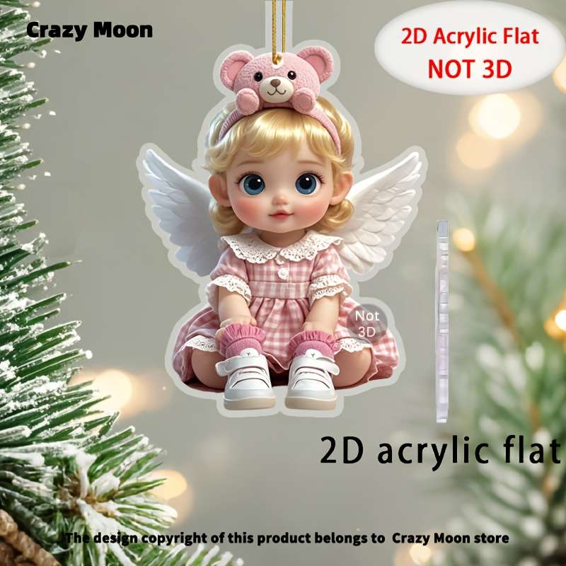 Car Interior Decor Color Pink Bear Headband Pink Plaid Skirt Angel