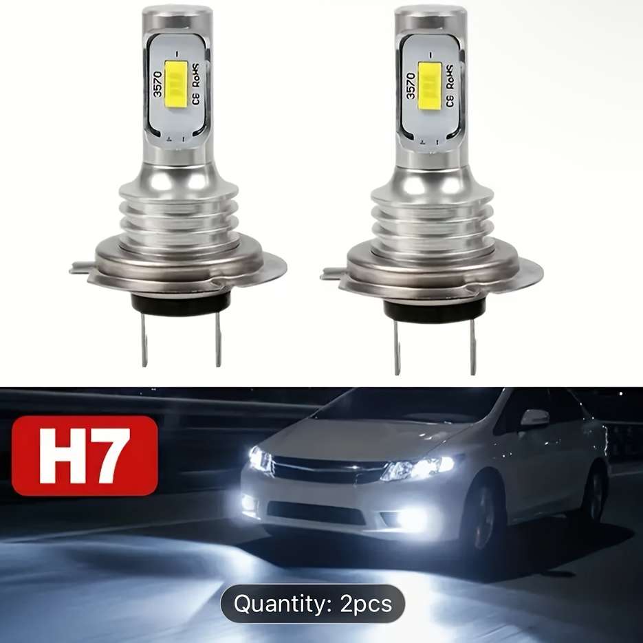 2pcs H7 LED Car Headlight Bulbs High & Low Beam 6000K White 50W 3000LM Perfect f