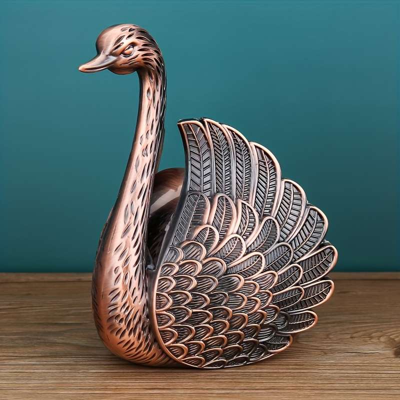 Swan 3d Metal Ashtray With Lid Vintage Elegant Swan Shaped Smoke Ash Model