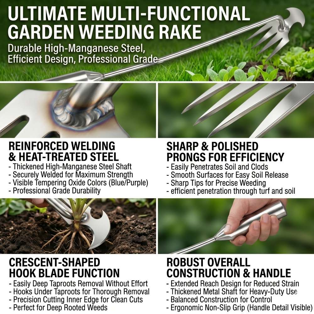 Garden Supplies Quantity 2Pcs: 50Cm Thickened Weeding Rake Multi Functional Tape