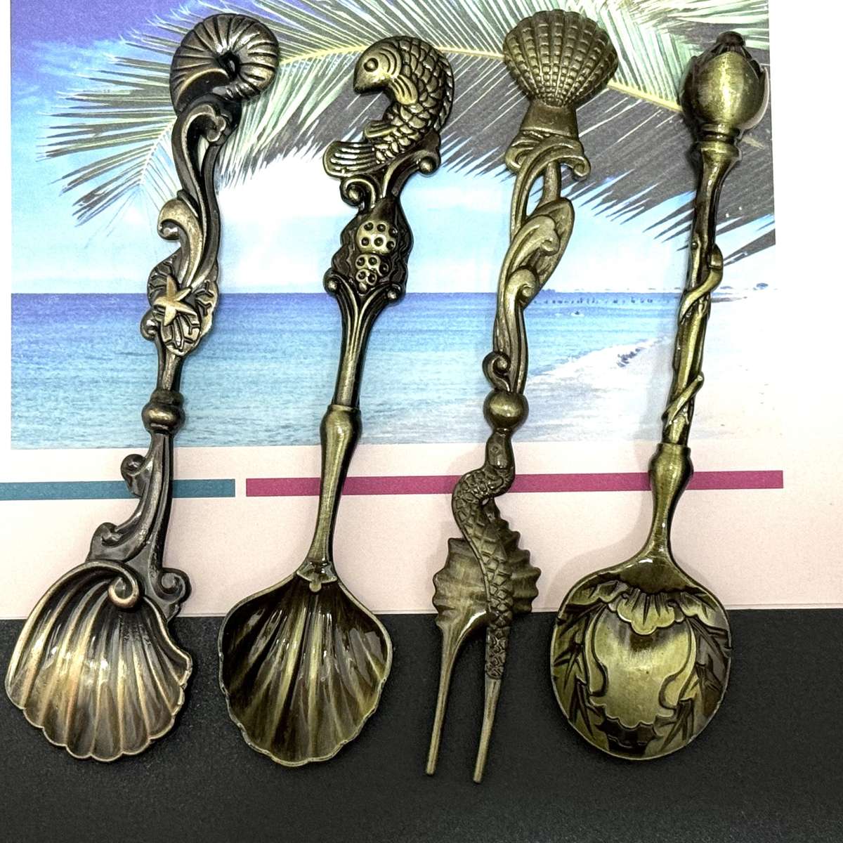 4pc Gorgeous Vintage Style Cake Ice Cream Coffee Spoon Fork Set Perfect For Outdoor Dessert T